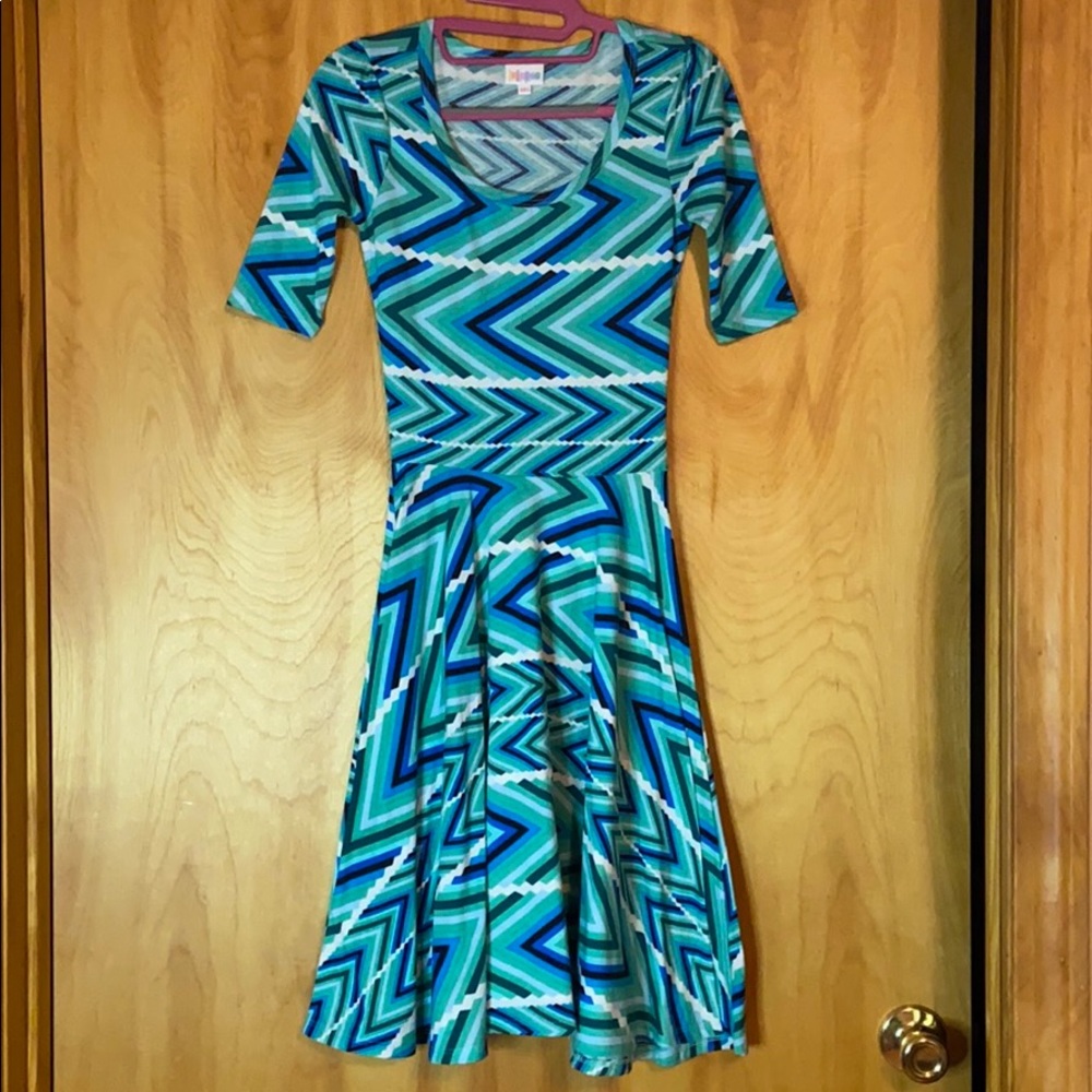 LuLaRoe blue and green print dress - LIKE NEW